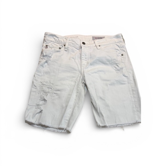 Ag Adriano Goldschmied Pants - AG Women’s The Nikki Relaxed skinny distressed Jean short white Size 28